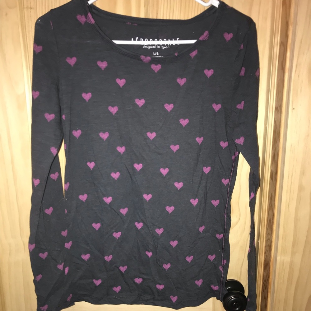 Long sleeve dark grey Purple Hearts